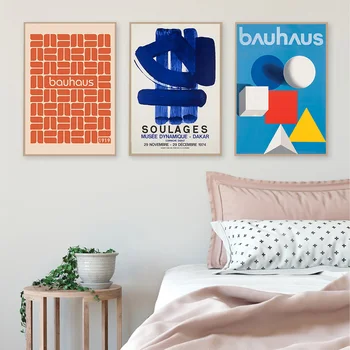 Bauhaus Ausstellung Weimer Parodos Plakatas Sienos paveiksl Soulages Plakatus ir nuotraukas Kambaryje Namų Dekoro