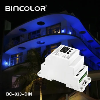 BC-833-DIN DC12V -24V 3CH Kanalų PWM Nuolatinės Įtampos LED DMX512 Dekoderis 288W 576W 8A/CH led šviesos juostelės juostelės juostelės
