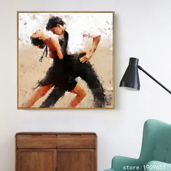 Be rėmelio įspūdį duomenys Tango šokių drobės spaudiniai aliejaus tapybai atspausdintas ant medvilnės kavinė sienos meno apdailos nuotrauką