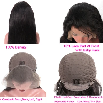 Beaufox Nėriniai Priekiniai Žmogaus Plaukų Perukai Už Juodaodžių Moterų Brazilijos Tiesiai Perukas Su Kūdikių Plaukai 150% Tankis Remy Nėriniai Perukas