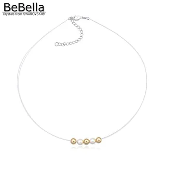 BeBella Rutulio formos, balta ir rose gold pearl karoliai pakabukas pagamintas su Swarovski Elementai pearl draugei&party dovanos