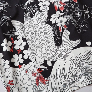 Bebovizi Harajuku Vyšnių Žiedų Koi Kimono Japonijos Tradicinių Drabužių Vyrams, Moterims, Laisvus Drabužius, Streetwear Cardigan Haori Obi