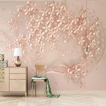 Beibehang Individualų didelės freskos prabanga, elegancija 3d stereoskopinis gėlių rose gold 3D tapetai kambarį, TV foną