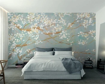 Beibehang Užsakymą 3D tapetai freskomis paprasto rankomis dažyti aliejus, tapyba cherry blossom TV foną, sienos tapetai, sienų ir 3 d