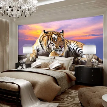 Beibehang Užsakymą Foto Tapetai Tigras Gyvūnų Tapetai, 3D Didelės Freskos Miegamasis, Gyvenamasis Kambarys su Sofa-lova, TV Foną, 3D Sienų Freskomis
