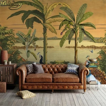 Beibehang Užsakymą Palmių miško upės atogrąžų viduramžių freskos nuotrauka tapetai kambarį miegamojo tapetai, 3D