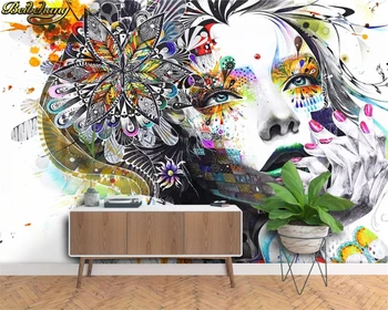 Beibehang Užsakymą Sienų Apmušalų Spalva Rankomis Dažyti Abstrakčiai Grafiti Grožio Meno Fone Foto Tapetai Kambarį Miegamasis