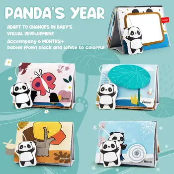 Beiens vaikų Knygų Vaikams mokomieji Žaislai Panda Juoda ir Balta Minkšta Medžiaga Knyga Bamblys Veiklos Vystymosi Grindų Veidrodis Knyga