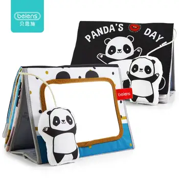 Beiens vaikų Knygų Vaikams mokomieji Žaislai Panda Juoda ir Balta Minkšta Medžiaga Knyga Bamblys Veiklos Vystymosi Grindų Veidrodis Knyga
