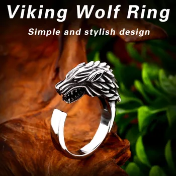 Beier 316L Nerūdijančio Plieno, nosies viking Amuletas Viking vilkas gyvūnų Odin Simbolis vyrams, skandinavijos šalių didmeninės žiedas papuošalai LR477