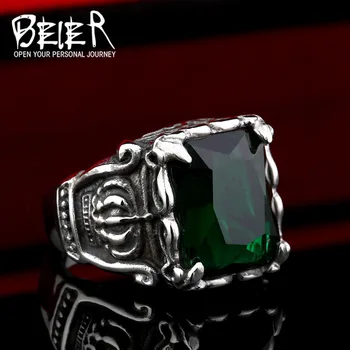 Beier naują parduotuvę 316L Nerūdijančio Plieno žiedas aukščiausios kokybės CZ Gotikos Karūna Žiedai Vintage Stiliaus bižuterijos LLBR8-066R