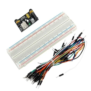 Bendrasis dalių paketas + 5V maitinimo modulis + MB-102 830 taškų Bandymo Valdybos + 65 lankstūs kabeliai + jumper wire dėžutę