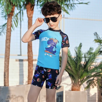 Berniukas maudymosi Kostiumėliai, 3 Gabalas maudymosi kostiumėlį 2-12 metų Amžiaus Berniuko, Vaikas, Vaikų Vasaros Plaukti Dėvėti Šortai Animacinių filmų Spausdinti Vaikiška Plaukimo Glaudės su Skrybėlę