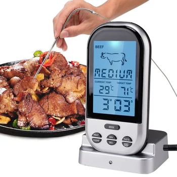 Bevielis Skaitmeninis LCD Displėjus GRILIS Termometras, Virtuvė, Grilis, Skaitmeninis Zondas, Mėsos Kepimo Termometras, Įrankis, Su Laikmatis Žadintuvas
