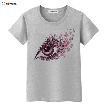BGtomato Violetinė gėlė big eye marškinėliai moterims drabužių karšto parduoti marškinėlius vasaros top tees mados t-shirt kawaii rankovėmis plius dydis