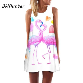 BHflutter Vasaros Suknelė Moterims 2019 Naujo Stiliaus linija Atsitiktinis Palaidų Šifono Suknelė Ponios Rankovių Mini Paplūdimio Boho Suknelė Vestidos