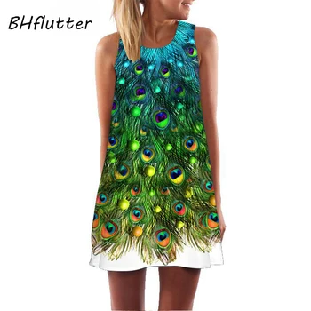 BHflutter Vasaros Suknelė Moterims 2019 Naujo Stiliaus linija Atsitiktinis Palaidų Šifono Suknelė Ponios Rankovių Mini Paplūdimio Boho Suknelė Vestidos