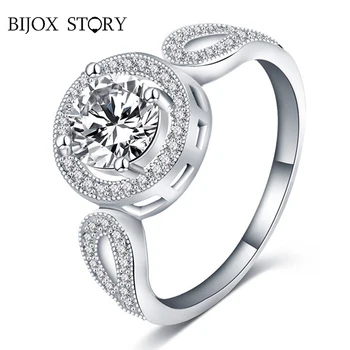 BIJOX ISTORIJA, mados 925 sterlingas sidabro pakabukai žiedas su AAA cirkonis brangakmenių papuošalai, žiedai, moterų vestuves didmeninės