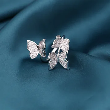 Bilincolor madingų mažos korėjos reguliuojamas atidaryti drugelis žiedas moterims