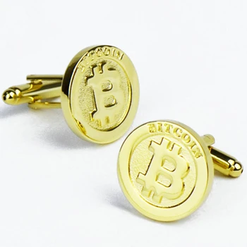 Bitcoin Aukso rankogalių segtukai marškinėliai cufflink už mens Prekės dizaineris Rankogaliai nuorodą Mygtuką vyrų Aukštos Kokybės Prabangių Vestuvių
