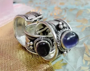Bižuterijos Deep Purple Cryatal Žiedas Tibeto Sidabro Budizmas Nepalas Žiedas Reguliuojamas Unisex Dovana vienas žiedas
