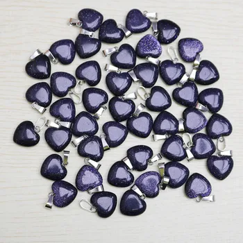 Bižuterijos natūralaus akmens širdies pakabučiai papuošalai priėmimo žavesio karoliai priedai, 50pcs/lot nemokamas pristatymas