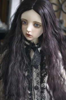 BJD doll perukai ilgas, garbanotas plaukų 1/3 BJD DD SD lėlės dydžio, Violetinė juoda Aukštos temperatūros vielos plaukų perukai