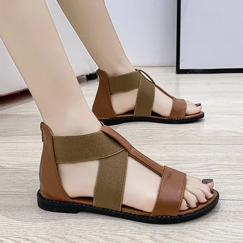 BJYL 2020 m. Vasarą naujas mados vientisos spalvos moteriški batai plokščiadugnis ponios atidaryti kojų čiurnos sandalai moterims, sandalai, batai M1383
