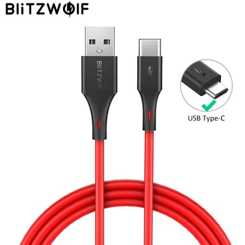 BlitzWolf 3A USB Tipo C Greito Įkrovimo Duomenų Kabelis Telefono Įkroviklis Samsung S8 S9 Už Oneplus 6 Xiaomi Mi8 Sumaišykite 2s S9 Kabelis