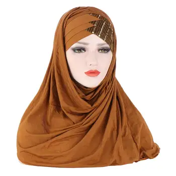 Blizgučiai Kryžiaus Hijab Šalikas Musulmonų Moterys Reay Nešioti Skarą Elastinga Wrap skarų Islamo galvos Apdangalai Turbaną Femme Musulman