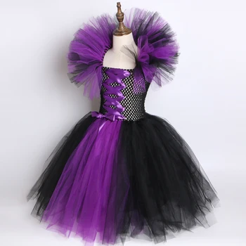Blogio Karalienė Tutu Suknelė Maleficent ragana Cosplay kostiumas + Velnio Ragų, ir Sparnas Miego Grožio Dress up mergina Helovinas Šalis