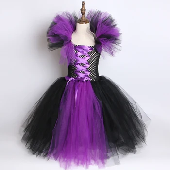 Blogio Karalienė Tutu Suknelė Maleficent ragana Cosplay kostiumas + Velnio Ragų, ir Sparnas Miego Grožio Dress up mergina Helovinas Šalis