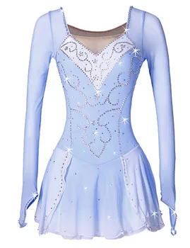 BlueFigure Čiuožimo Suknelė ilgomis Rankovėmis Ledo Čiuožimo Sijonas Spandex Moterų mergaitės