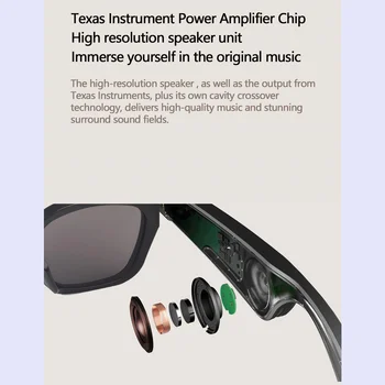 Bluetooth 5.0 Atviros ausies Aduio Akiniai nuo saulės AI Smart Akinius TWS Ausinės Vandeniui Mados Kaulais poliarizuoti akiniai nuo saulės