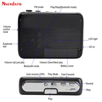 Bluetooth Cassette Recorder & Player Nešiojamų Atskiras Kasečių Grotuvai, FM Radijas Su Automatinio reverso funkcija 