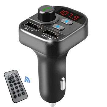 Bluetooth5.0 FM Siųstuvas Moduliatorius USB Dual Įkroviklis, laisvų Rankų įranga Belaidis Automobilinis Parama TF U Disko MP3 Muzikos Grotuvas su Nuotolinio