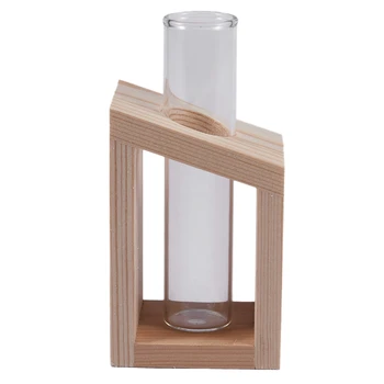 BMBY-Kristalo Stiklinį Mėgintuvėlį Vaza Medinių Stovi Vazonai Hydroponic Augalų Buveinės Sodo Puošmena
