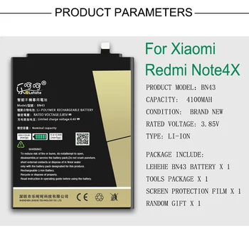 BN43 BN41 BM45 BM46 BM42 Baterija Xiaomi Redmi Pastaba 2 3 4 4X Hongmi Redmi Note2 Note3 Baterija su Įrankiais Dovana