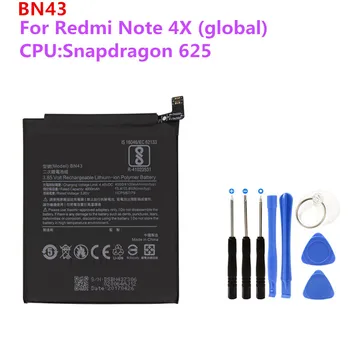 BN43 Pakeitimo Telefono įkrovimo baterija Xiaomi Redmi Pastaba 4X / 4 Pastaba pasaulio Snapdragon 625 4000mAh baterijas+Nemokamas Įrankiai