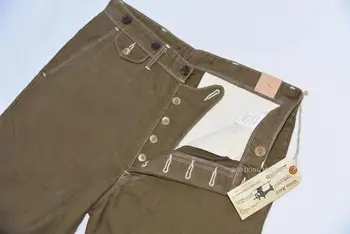BOB DONG Atsitiktinis Ruoželiniu Chino Vintage Stiliaus Vyrų Kelnės Su Suspender Mygtukai