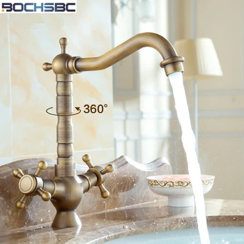 BOCHSBC 360 Sukimosi Žalvario Baseino Maišytuvas Dual Turėtojas Antikvariniai Vonios kambarys, Virtuvė, Vandens čiaupas Maišytuvas Europos Retro Torneira padaryti banheiro