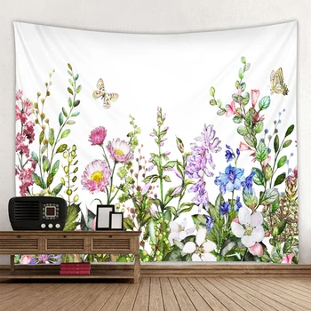 Bohemišką stilių, augalų, gėlių sienos kabo gobelenas hipių psichodelinio spalvinga siuvinėjimas INS namų puošybai