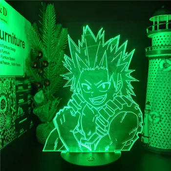 Boku no Herojus akademinės bendruomenės Kirishima Eijiro 3D Iliuziją, Lempa, LED Jutiklis Šviesos Atmosferą, Naktiniai Naktį Žibintai Namų Decration Lampara