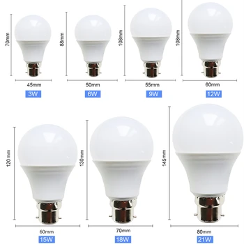 Bombilla 5Pieces B22, LED Lemputės, Lempos, Kaištiniai 21W 18W 15W 12W Šviesos 110V, 220V 240V Šalta/šilta Balta Lampada LED Prožektorius 9W 6W 3W