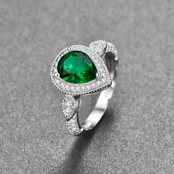 BONLAVIE Fine Jewelry Vandens Lašo formos, Smaragdas 925 Sidabro Žiedai Tiesiog Stiliaus Moteris Vestuvių Juostas Dalyvavimas Sidabro Žiedai