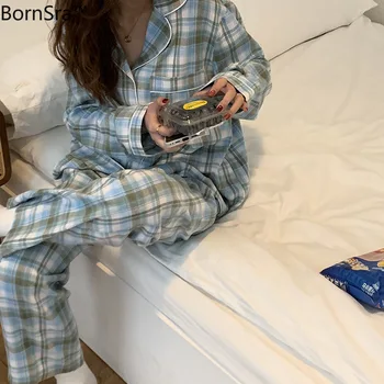 Bornsra Pledas pižama tinka moterų 2021 m. pavasarį korėjos laisvi ir tingus laisvalaikio namuose dėvėti moterims sleepwear pyjama set #z88564