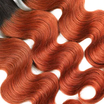 BP Brazilijos Plaukų Oranžinės spalvos Susiejamos Su Priekinės Kūno Banga Ombre Ryšulius Su Uždarymo Remy Žmogaus Plaukų Pynimas Ryšulius su Uždarymo