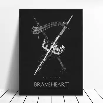 Braveheart Black & White Klasikinių Filmų Plakatų Šilko SIENOS Meno Tapybos Dekoro be Rėmelio