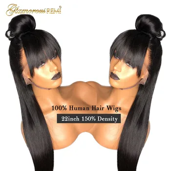 Brazilijos Tiesiai Žmogaus Plaukų Perukai Su Kirpčiukais Glueless Pilna Mašina Pagaminti Perukai Už Juodaodžių Moterų Density150 Natūralių Spalvų Remy Plaukų