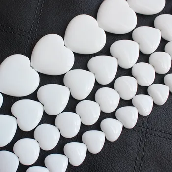 Briaunotas/Sklandžiai Balto porceliano agates širdies formos Prarasti karoliukai 15inch vienam kryptis